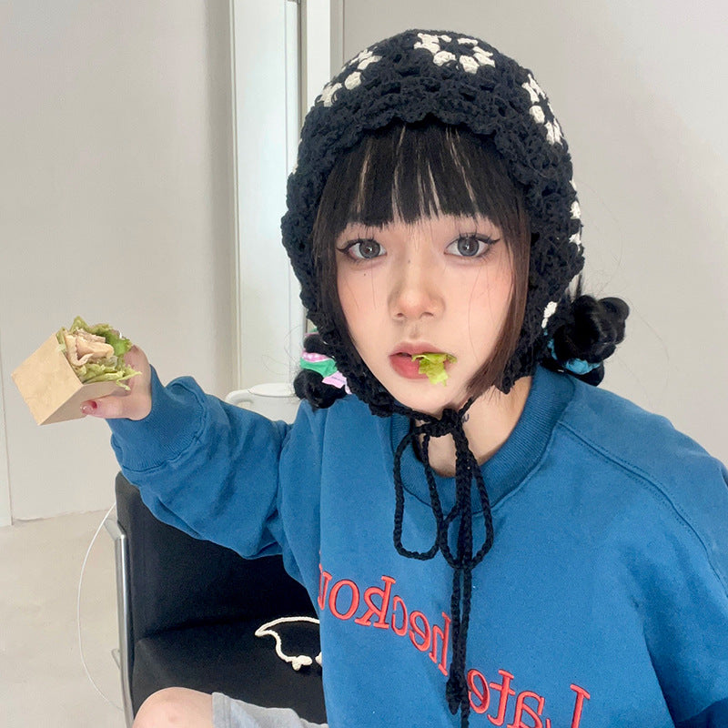 Cute Sweet Crochet Breathable Trend Contrast Hair Band Female