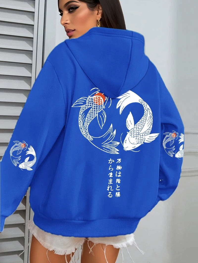 Harajuku Illustration-Print Womens Japanese Mallow Sweatshirt