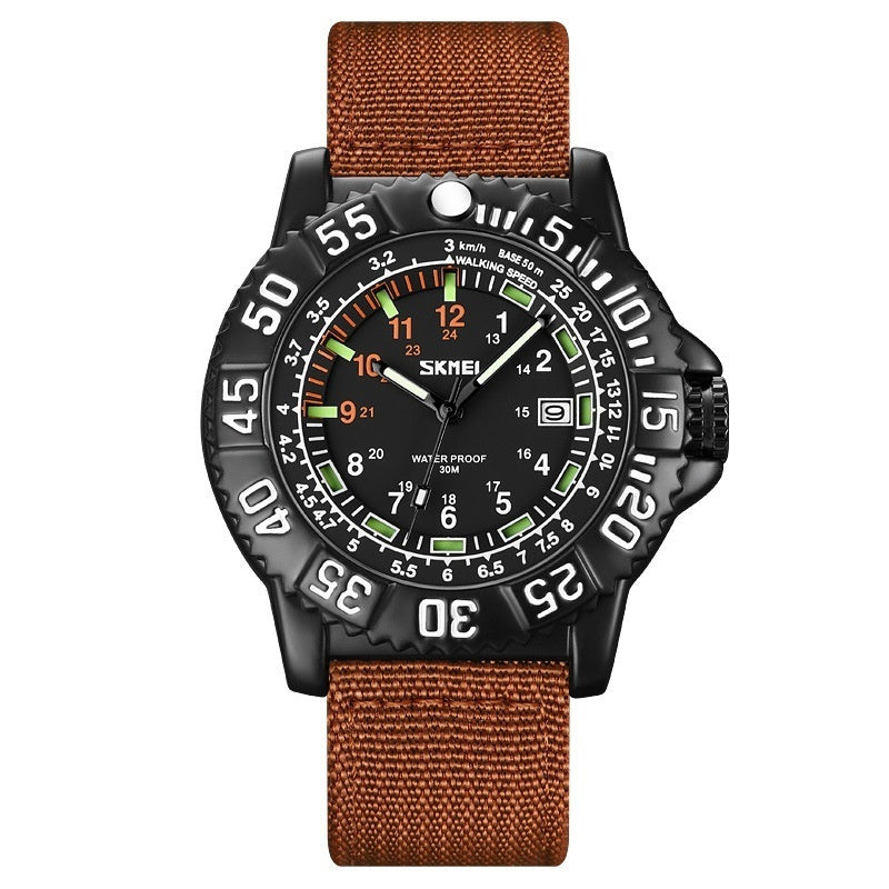 Personalized Calendar Mens Luminous Quartz Watch With A Casual Nylon Strap