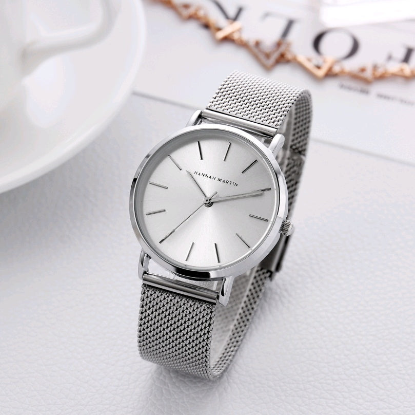 Stainless Steel Gold-plated Mesh Belt Waterproof Women's Watch
