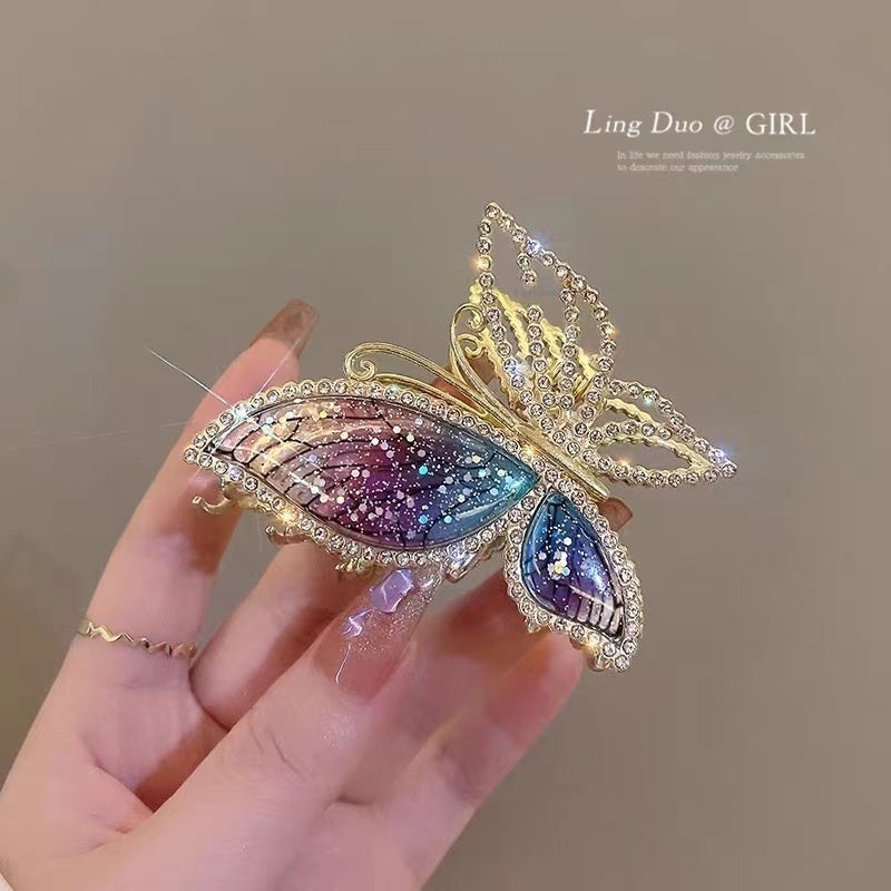 Women's Fashion Large Butterfly Tassel Barrettes