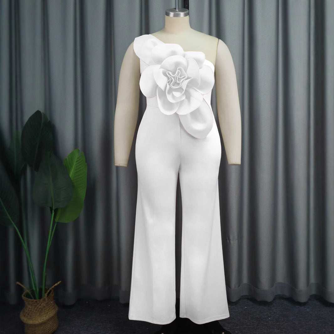 Fashion Three-dimensional Flower Jumpsuit
