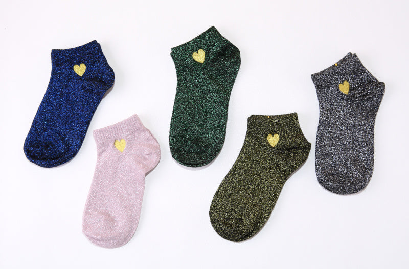 Shiny filigree ladies boat socks