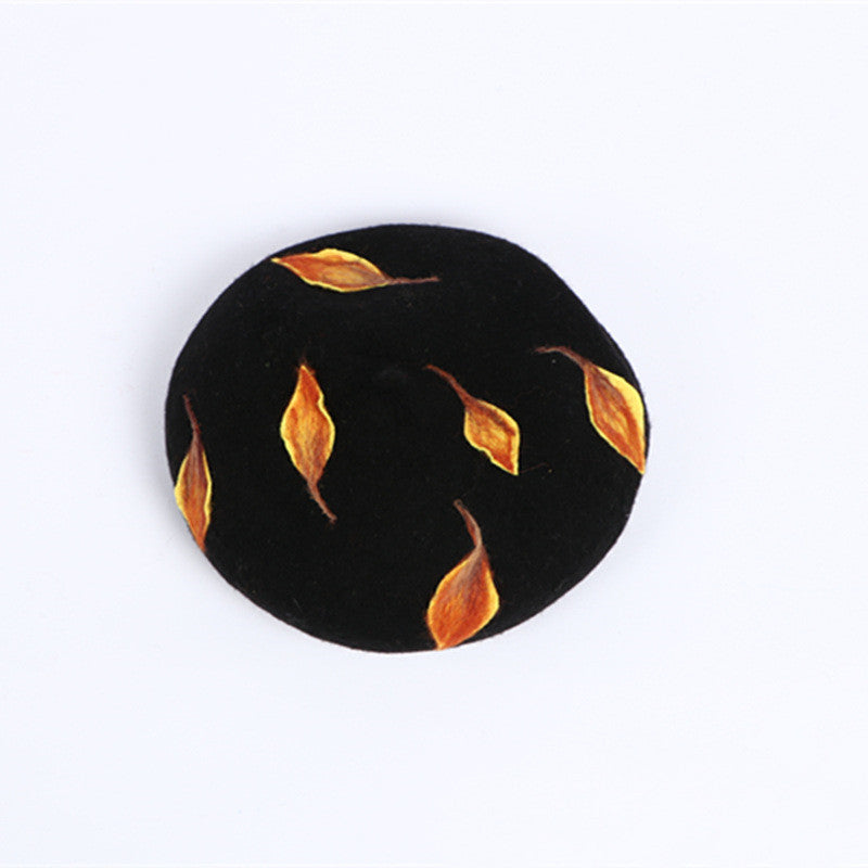 Autumn And Winter Woolen All-matching Painter Hat Black Versatile Creative Gift Hat