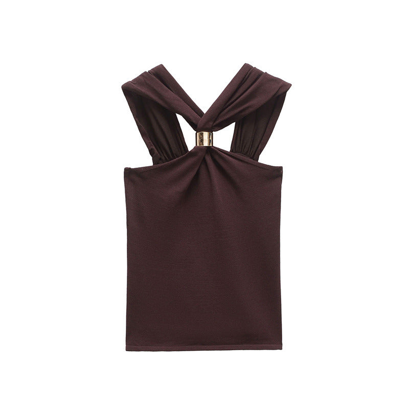 European And American Style Stylish Simple And Versatile Halter Slim Vest