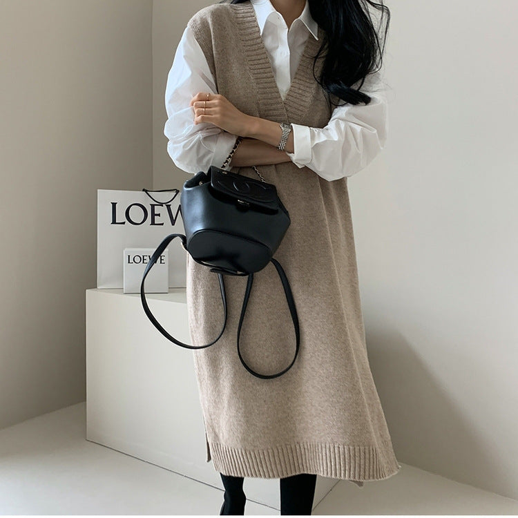 Intellectual Wool Sleeveless Knit Dress Thicken