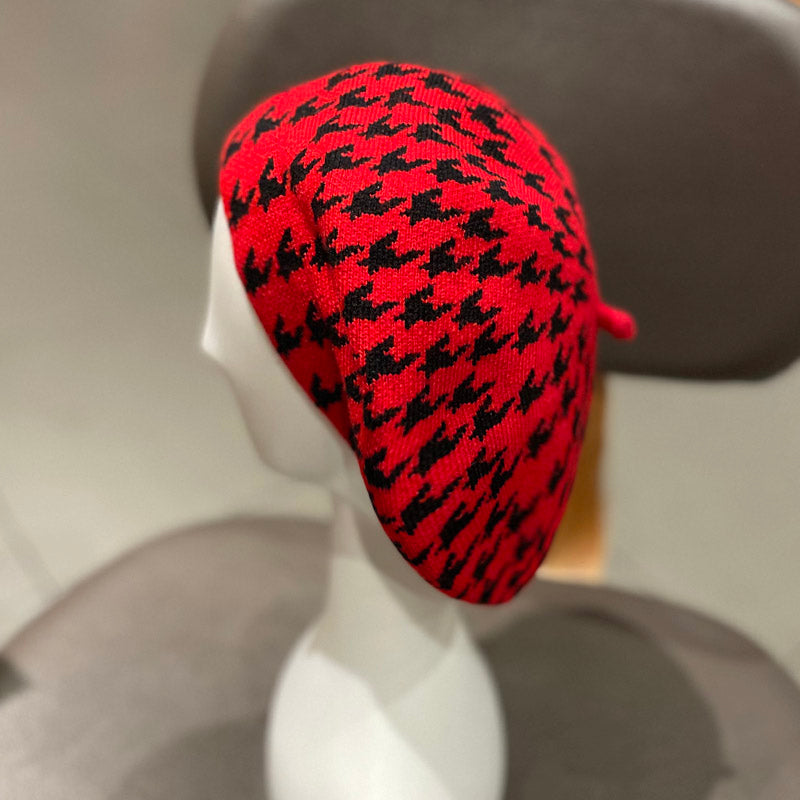 Women's All Match Alpaca Plaid Wool Beret Hat