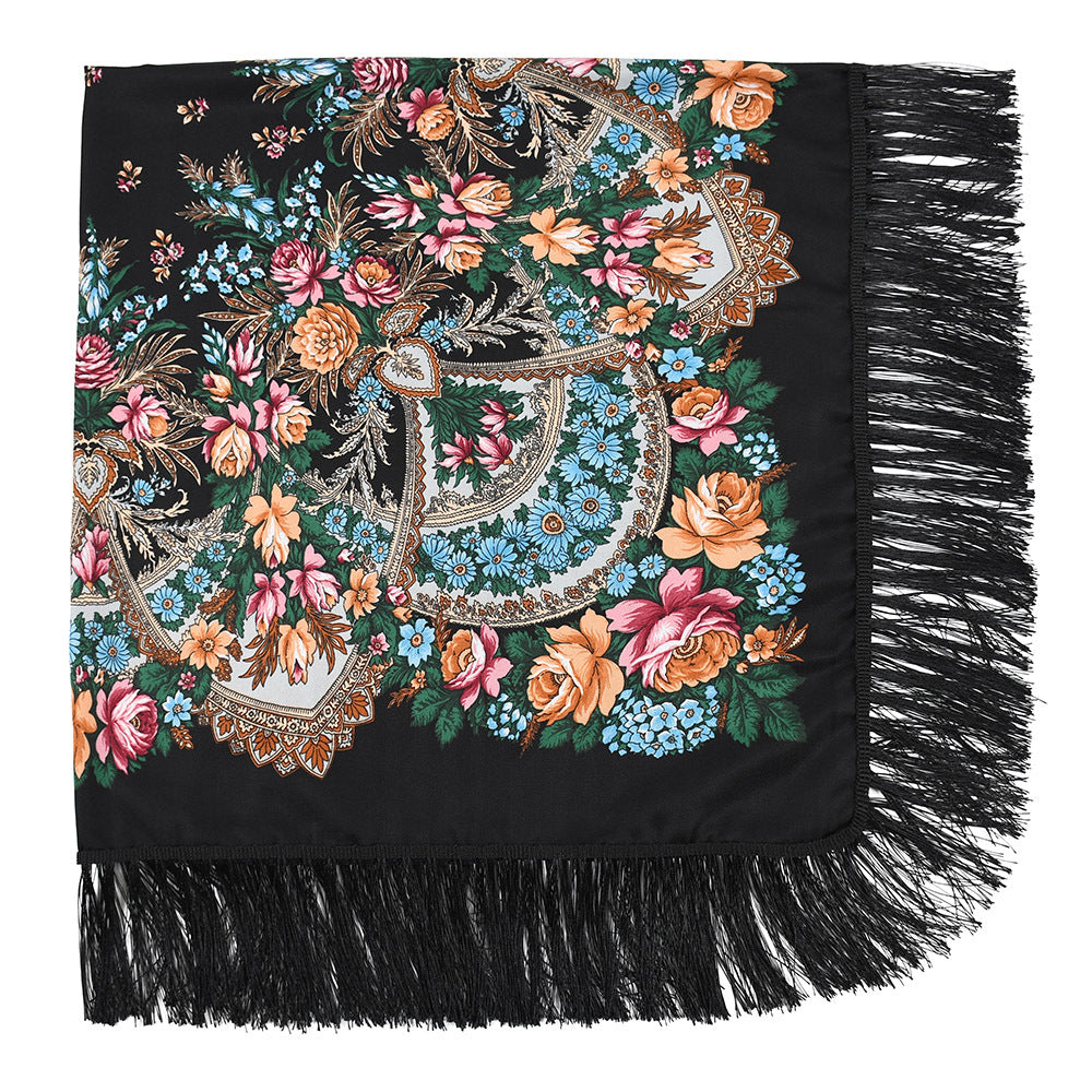Shade And Sunscreen Printed Fringed Shawl