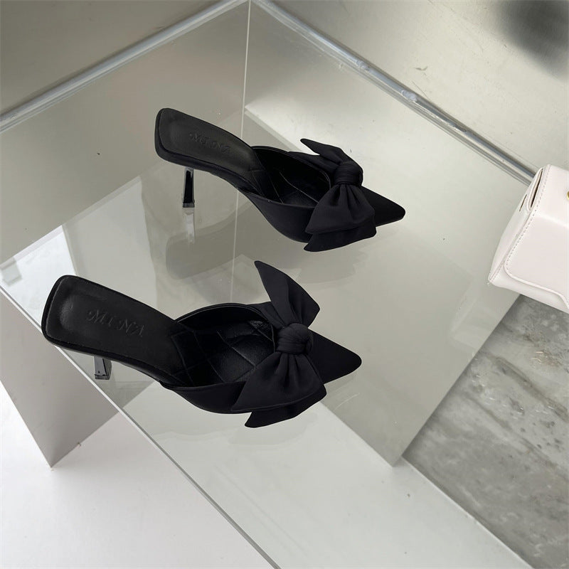 New Style Of Large Heels And Small Bow Sandals