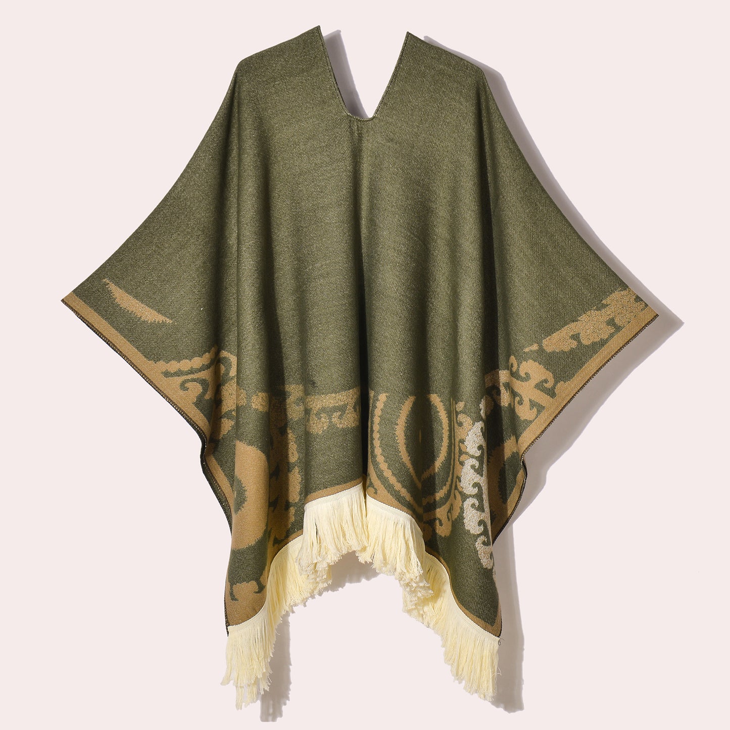 Western Denim Style Men's And Women's Shawl Tassel Pullover Keep Warm Outdoor Large Cloak