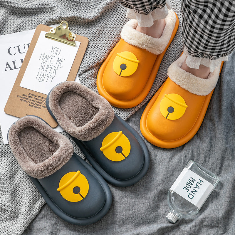 Women's leather cotton slippers