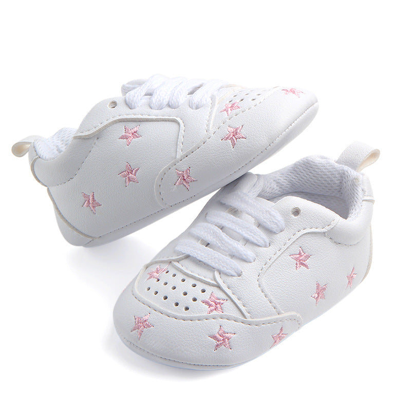 Sports Red Heart Five-star Baby's Shoes Toddler Shoes Soft Bottom Children's Sports Shoes White