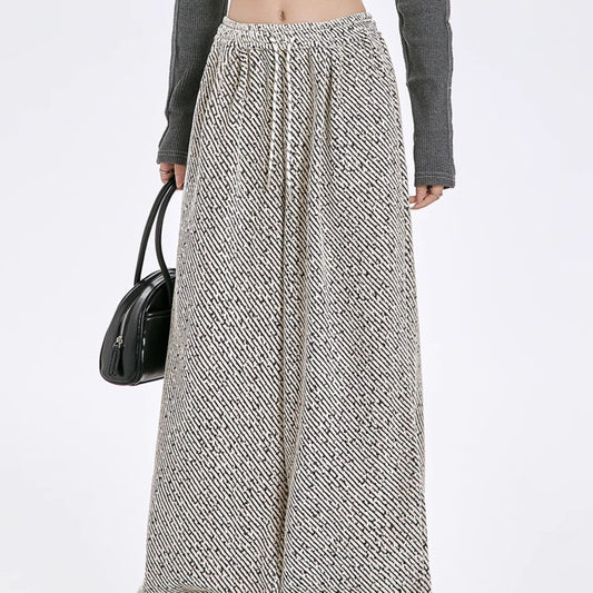 Striped Straight Casual Winter Loose Drooping Wide-leg Pants