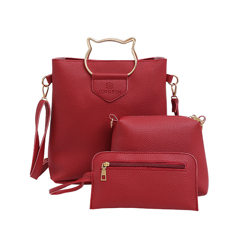 New handbag fashionears three piece tote bag all-match single shoulder bag large handbag