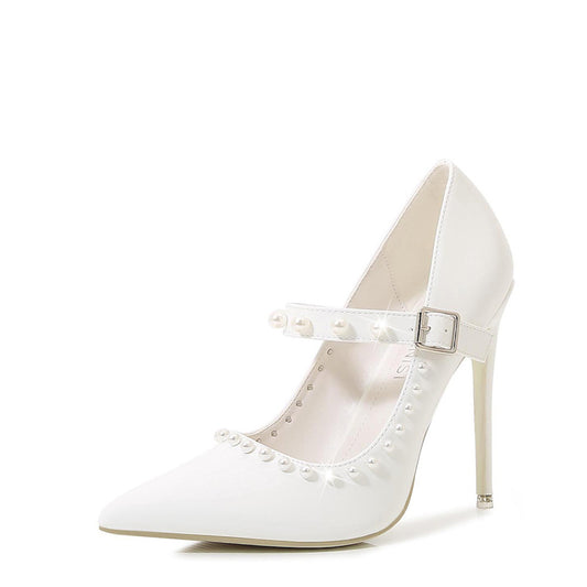 12cm Pointed Toe Pearl Stiletto High Heel Shoes