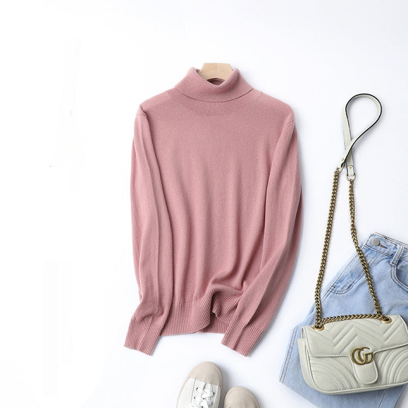 Women's Solid Color Simple Turtleneck Knitting Cashmere Sweater