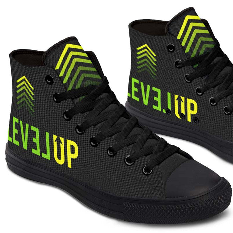Men's And Women's Fashion Color Printing High-top Canvas Shoes