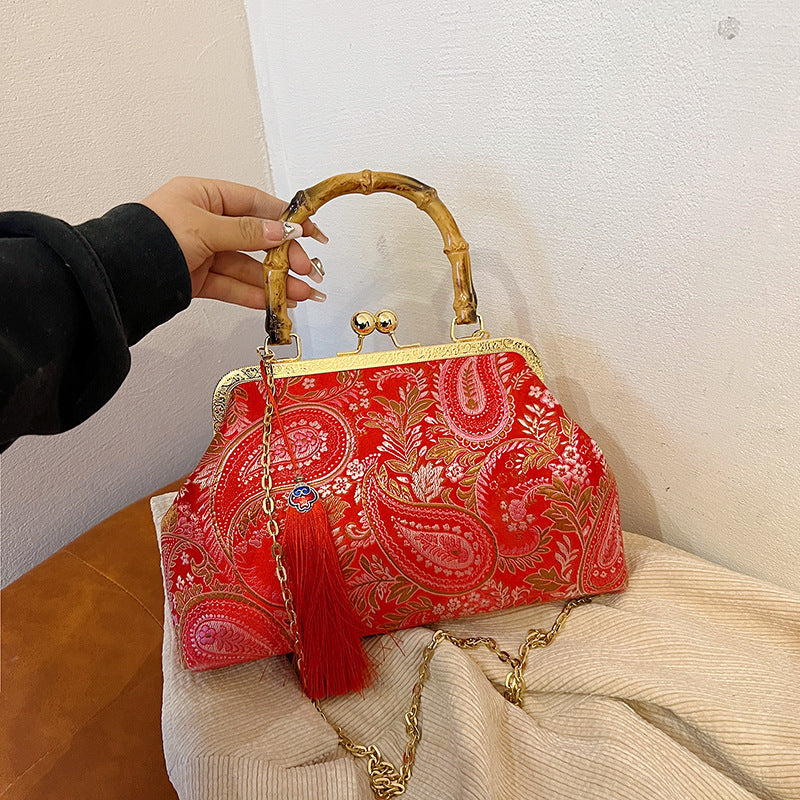 Vintage Dinner Silk Satin Chinese Clutch Bag Handbag