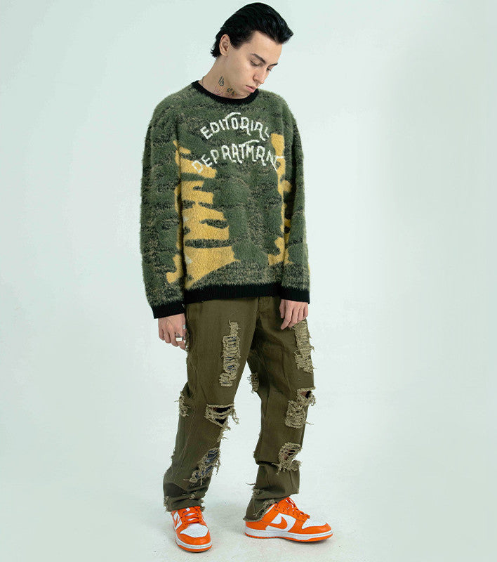 Herre Rundhals Løs Street Trend Sweater