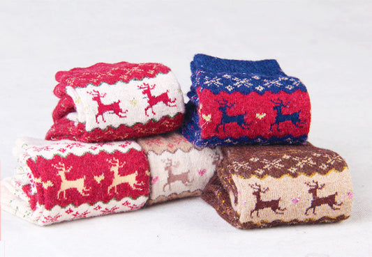 Women's Thickened Warm Retro Christmas Print Socks