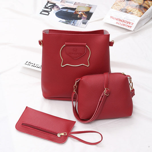 New handbag fashionears three piece tote bag all-match single shoulder bag large handbag
