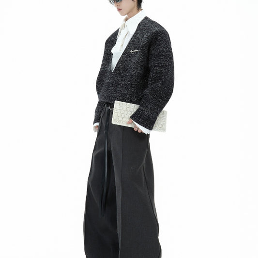 Niche Deconstruction Tie Shirt False Two-piece Patchwork Sweater
