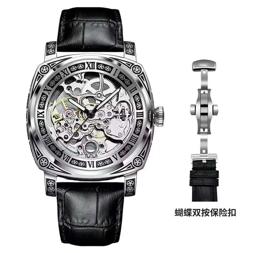 Relief-cut Hollowed-out Fully Automatic Mechanical Watch For Men