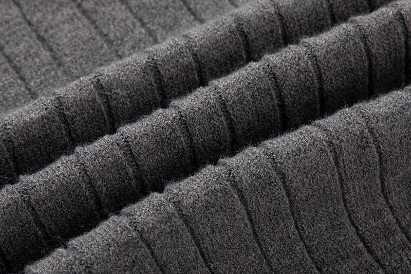 Men's Long Sleeve Twist Twist Half High Neck Zipper Knit