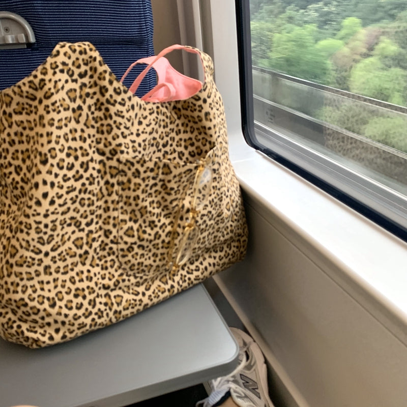 Women's New Leopard Pattern Patchwork Shoulder Bag With Large Capacity