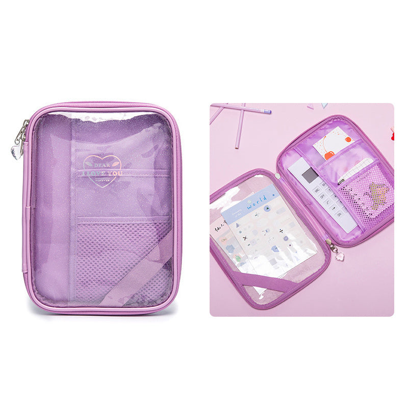 Japanese And Korean Style Shiny Sweet Transparent Zipper Pencil Case