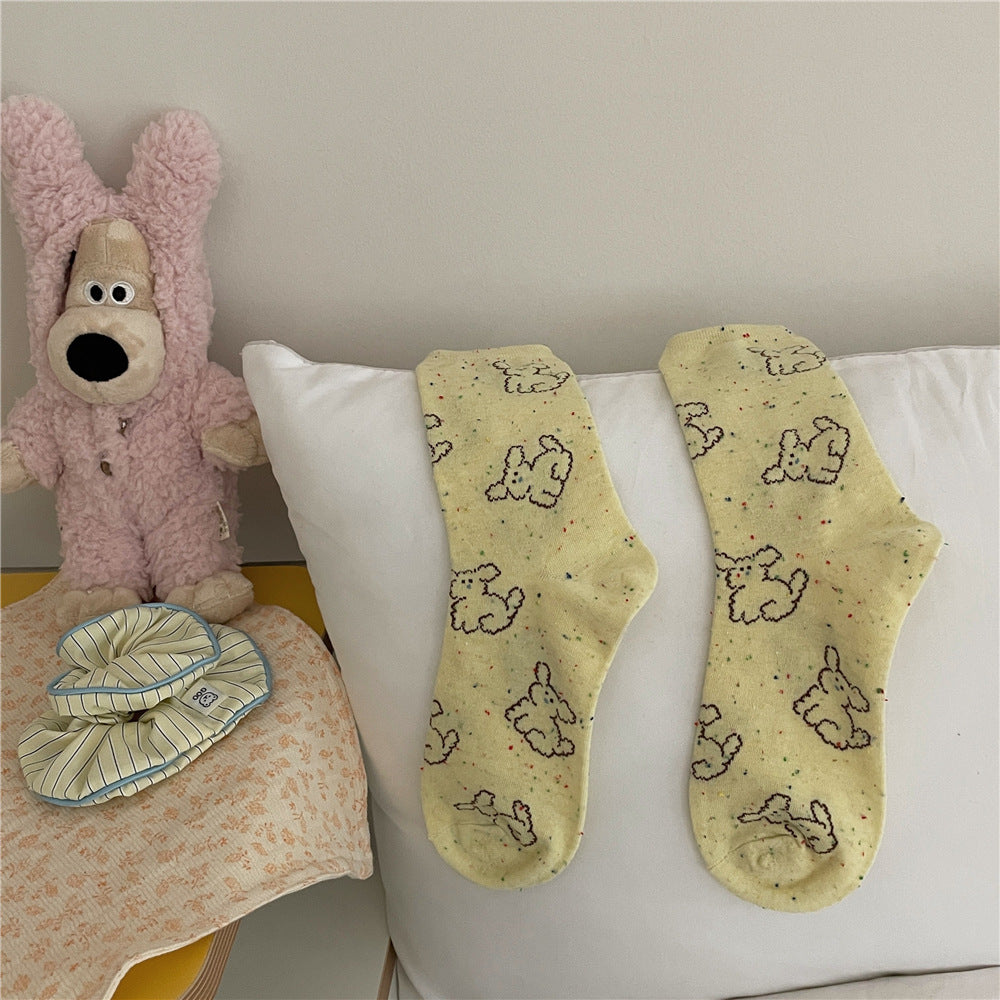 Cloud Dog Cute Girls Mid-calf Length Socks