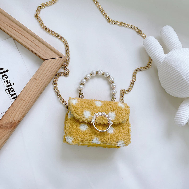 Lamb Hair Wave Point Child Girl Pearl Bag