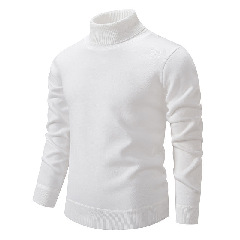 Men's Fleece-lined Thick High-neck Slim-fit Knitted Sweater