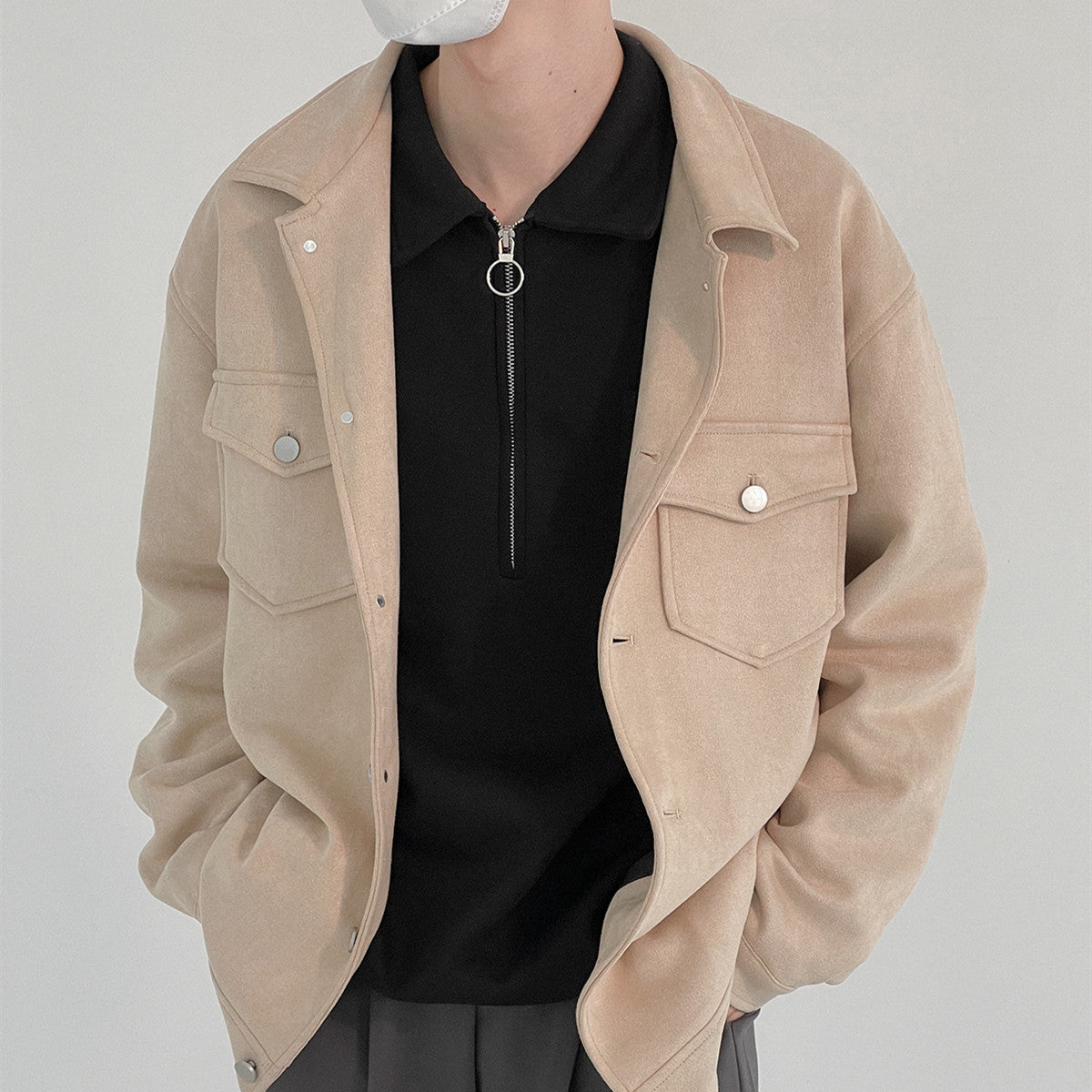 Men's Short Loose Suede Jacket