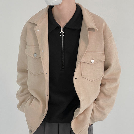 Men's Short Loose Suede Jacket
