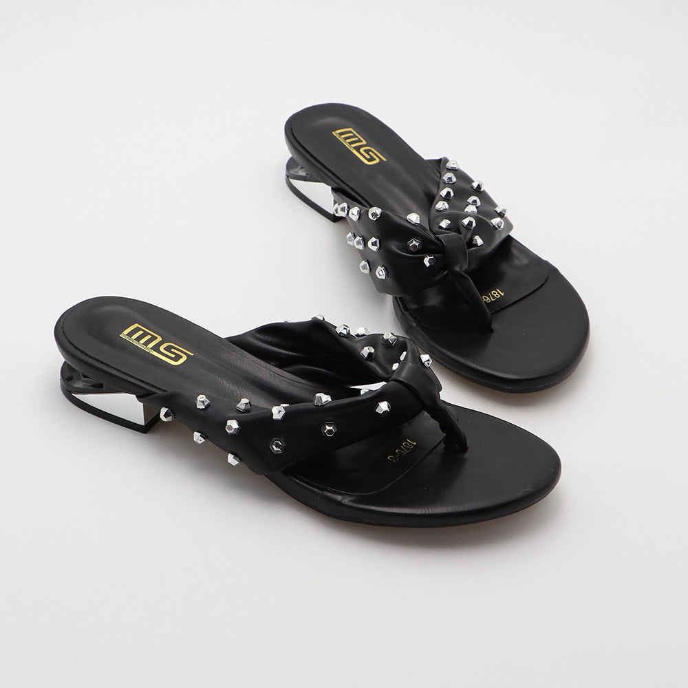 Klipklapper Flade slippers med rhinsten Alsidige Komfortable Enkle