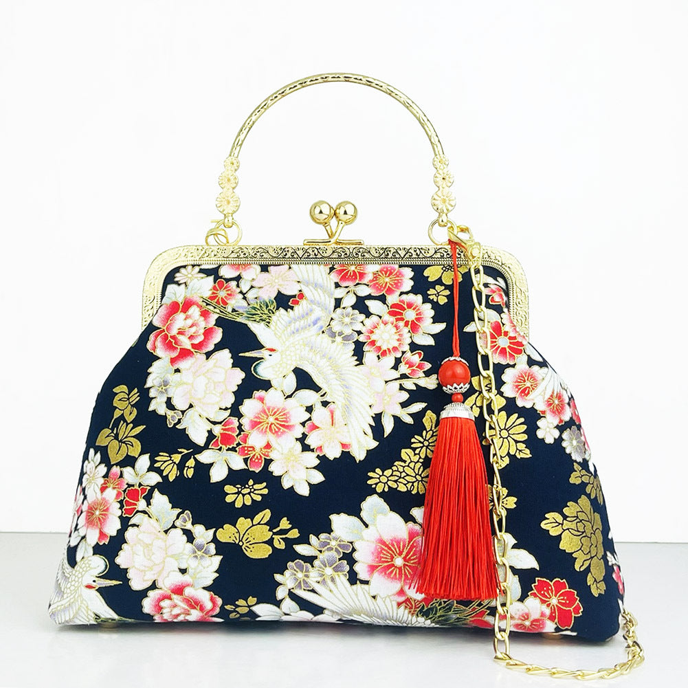 New Chinese Style Retro National Style Embroidered Clutch Bag Red-crowned Crane Handbag