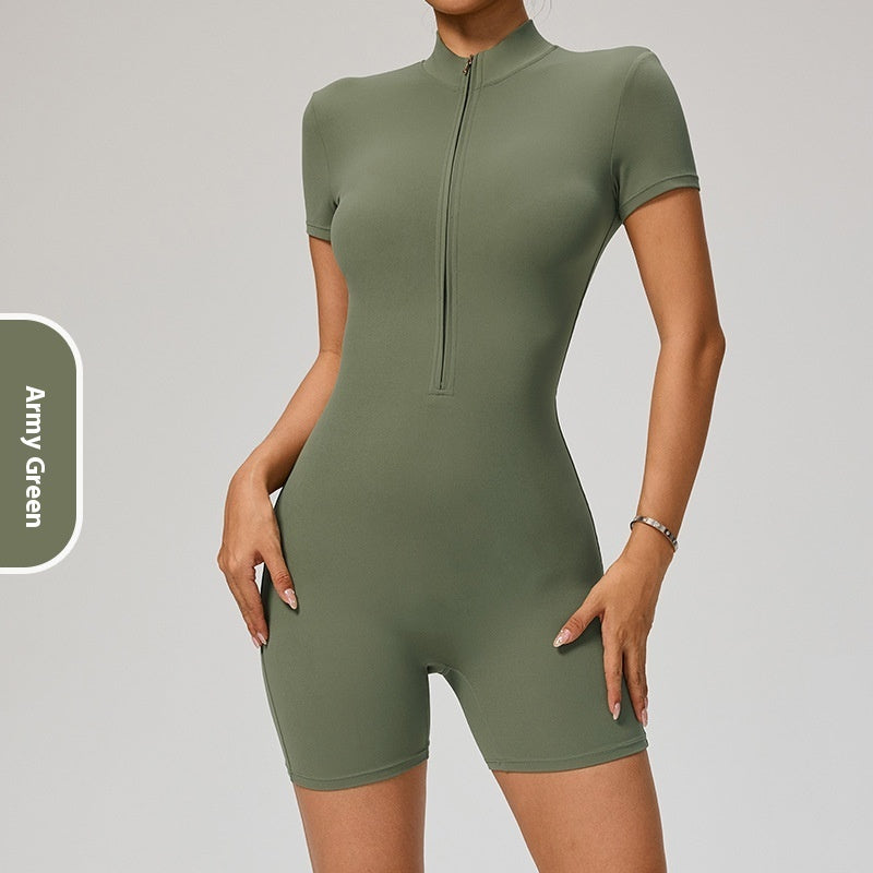 Lynlås Kortærmet Yoga Jumpsuit Dame Sports Jumpsuit