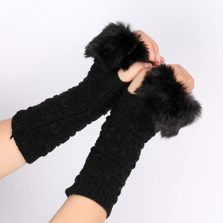 Women's Butterfly Pattern Fleece Gloves Sleeves