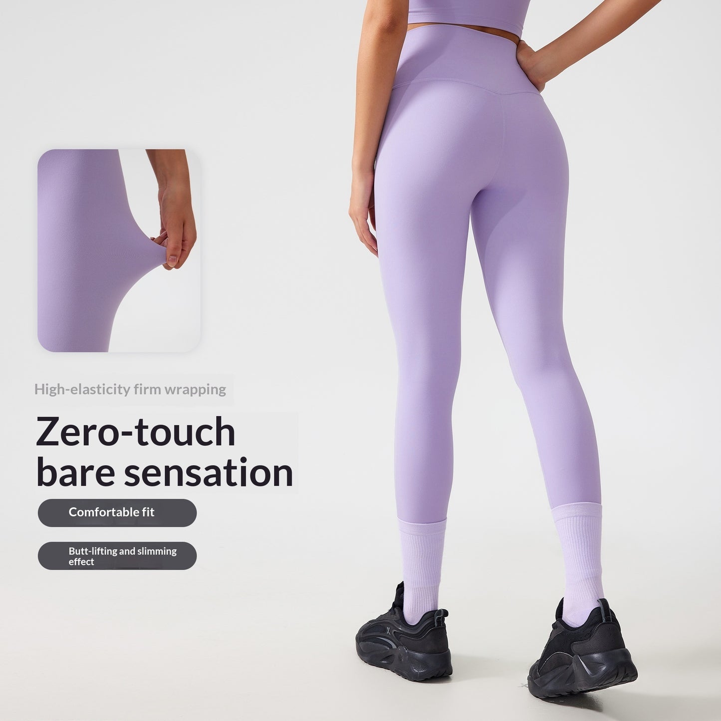 One Size Fits All Nude-Feel High-Waist Yoga Pants Tummy-Control Hip-Lifting For Fitness