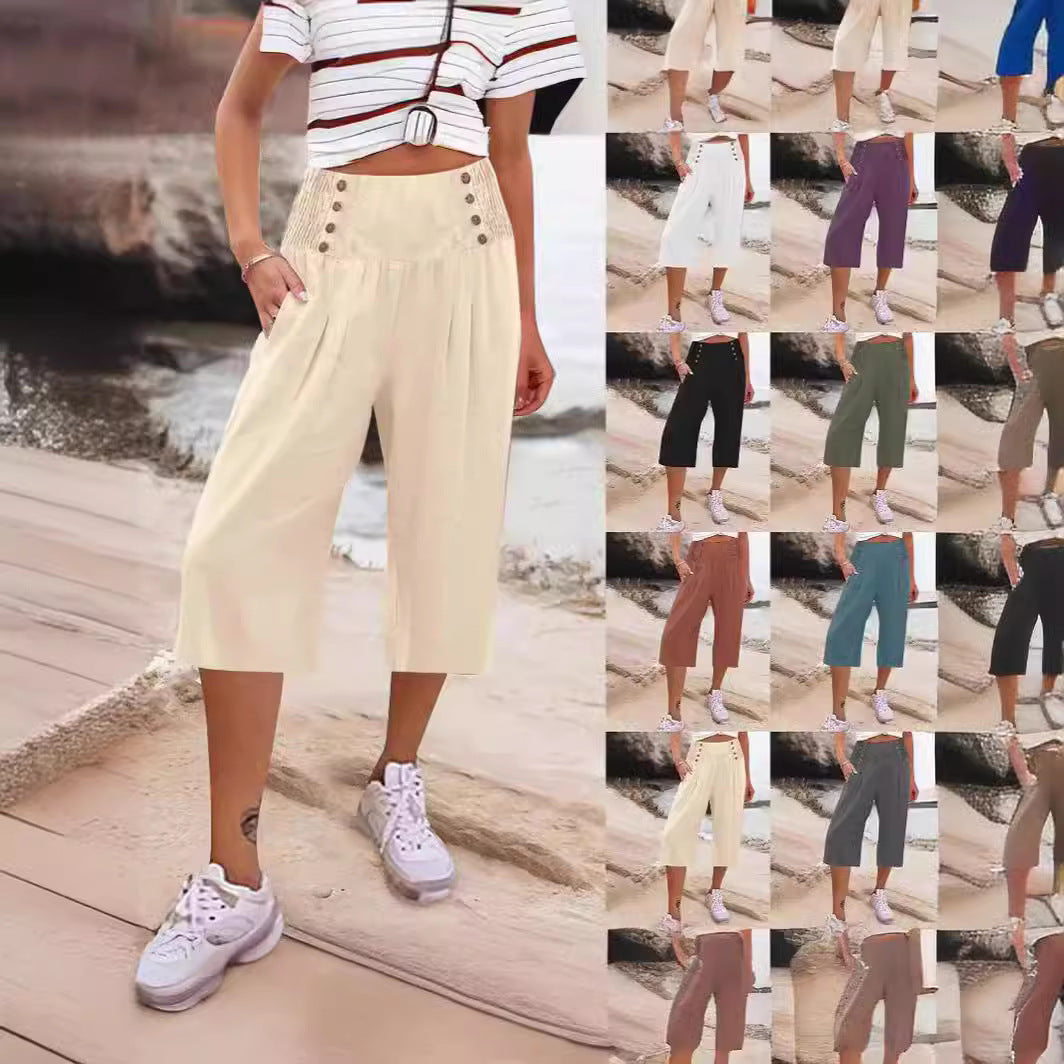 Loose Casual Cropped Pants