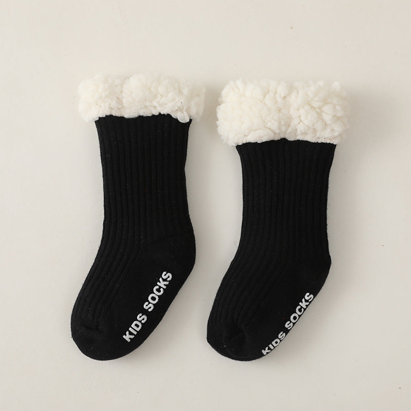 Super Thick Lamb Wool Children's Floor Socks Solid Color