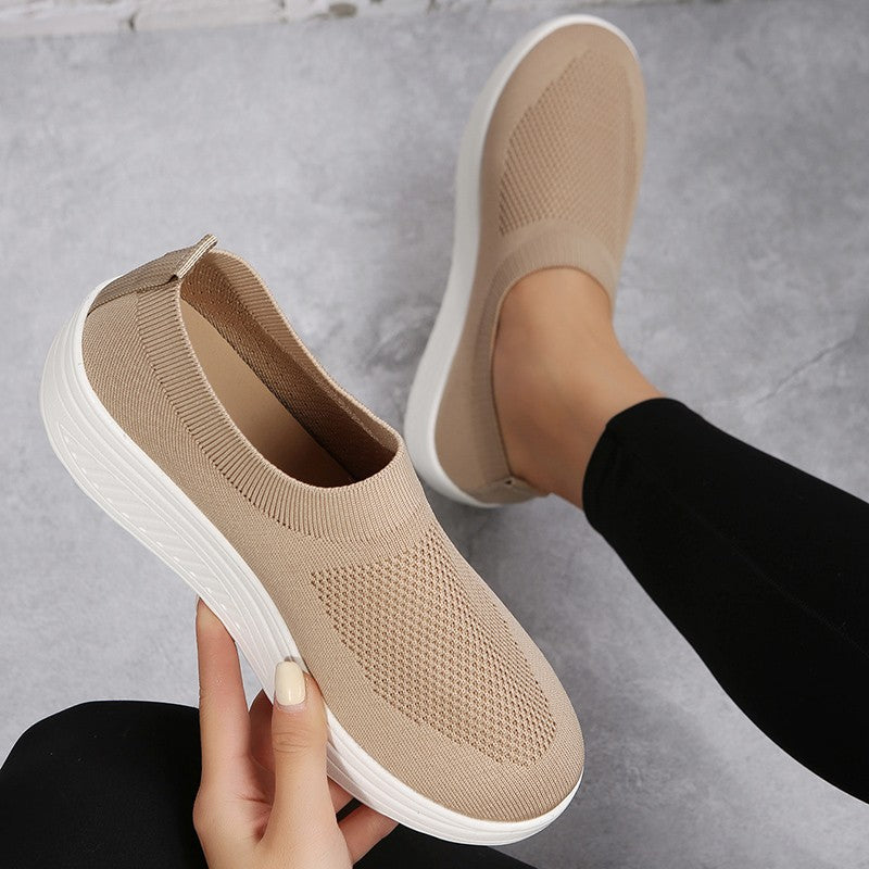 Trendy tyksålede fly-woven åndbare mesh-fritidssko til kvinder