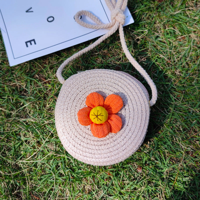 Grass Woven Bag For Children's Cute Crossbody
