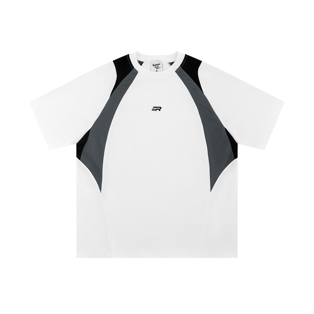 Løstsiddende casual T-shirt til mænd med syninger til sommer
