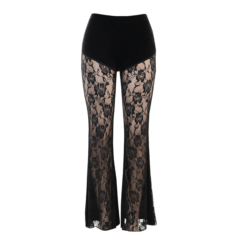 Women's New Casual Pants Perspective Lace Mesh Shorts