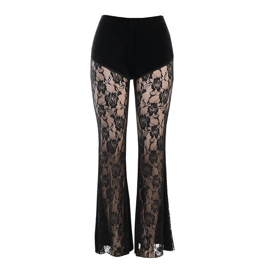 Women's New Casual Pants Perspective Lace Mesh Shorts