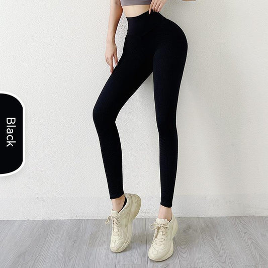 Seamless Solid Color Honeycomb Fitness Yoga Pants