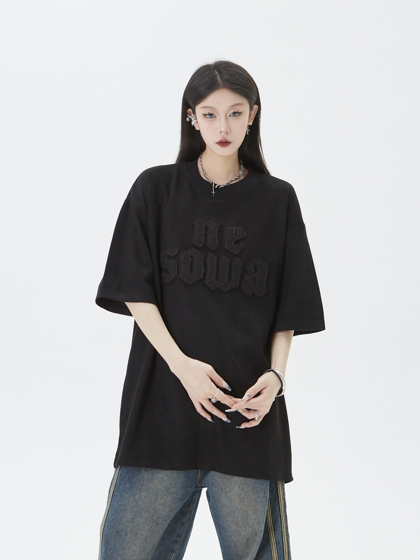 Loose Flame Portrait Printing Short Sleeve T-shirt