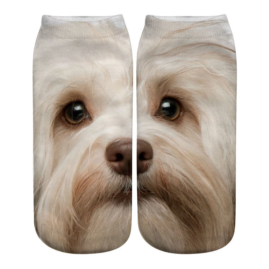 Big Face Cat 3D Printing Socks Short Tube Women's Boat